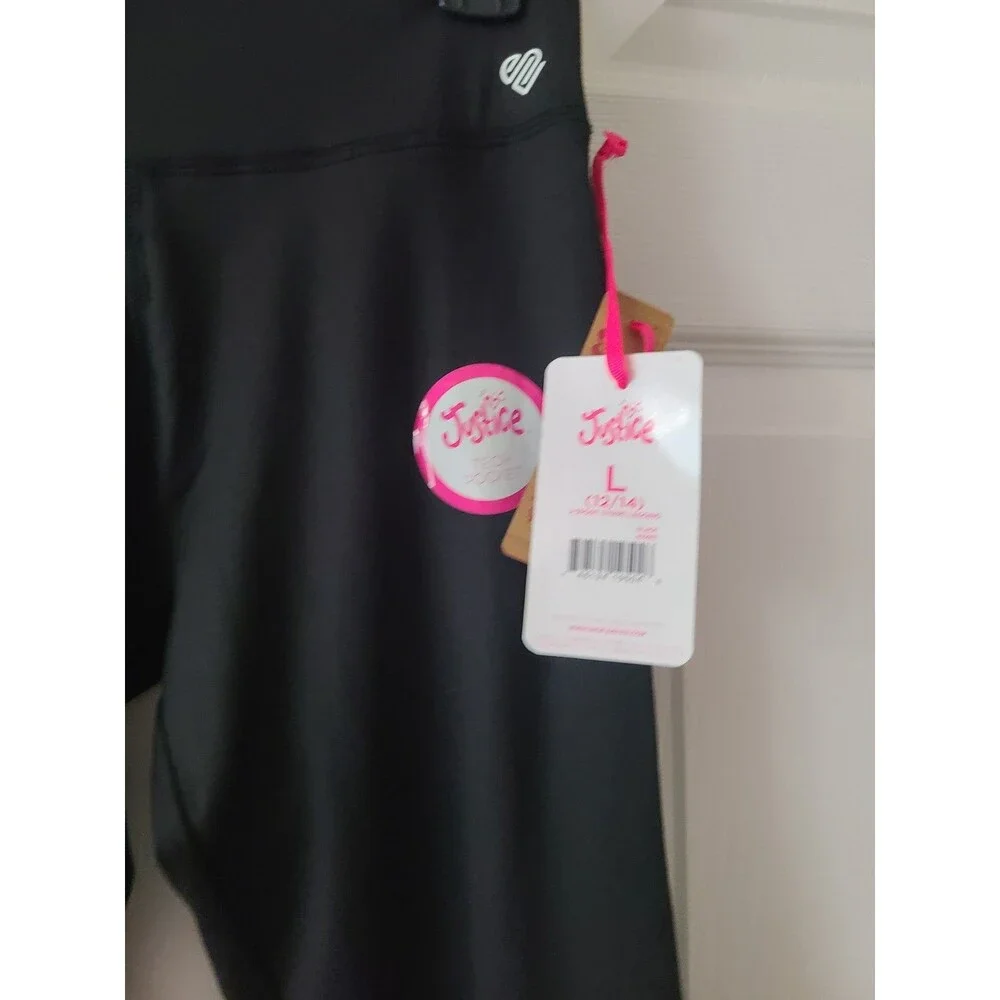 Girl's Justice J Sport Cross Black Active Leggings  Size L 12/14 NWT